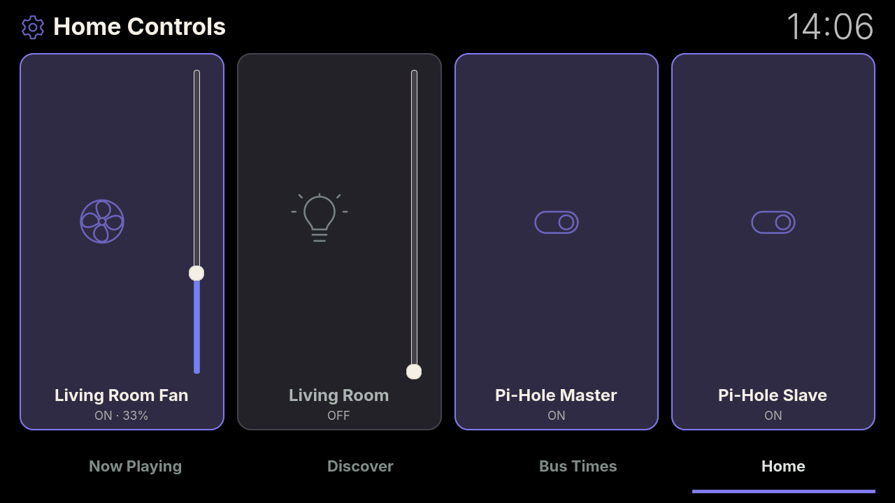 RoonDeck Home Assistant controls